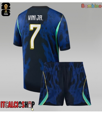 Brasile Vinicius Junior #7 Seconda Maglia Bambino Mondiali 2026 Manica Corta (+ Pantaloni corti)
